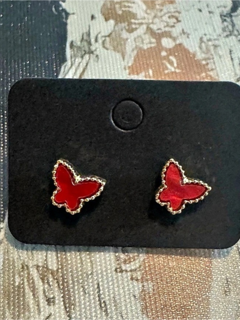 Red Butterfly Stud Earrings